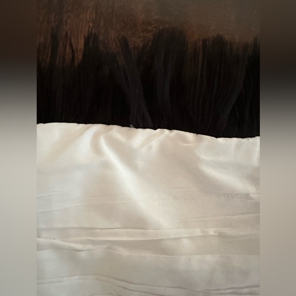 Zara white cropped bustier strapless top with black tulle detail - Picture 6 of 9